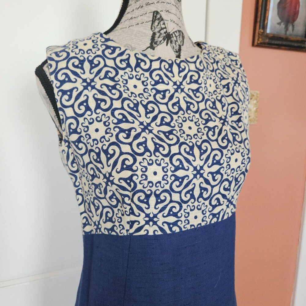 Vintage 1960's Bespoke Linen Sheath Dress and Matching Coat S-4